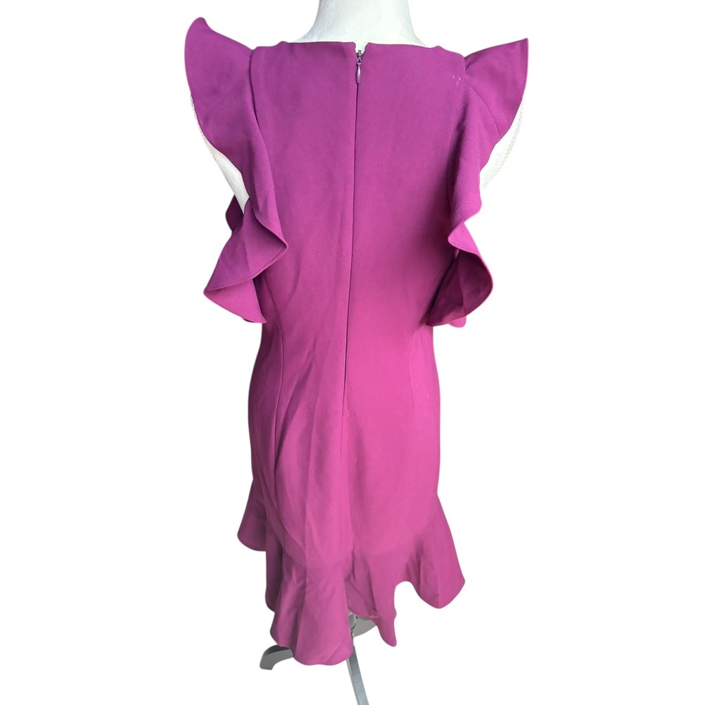Cinq a Sept Micah Jewel Neck Open Shoulder Sheath Crepe Cocktail Dress - 10 - Picture 6 of 9